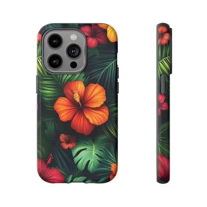 Tropical Flowers and Palm Leaves