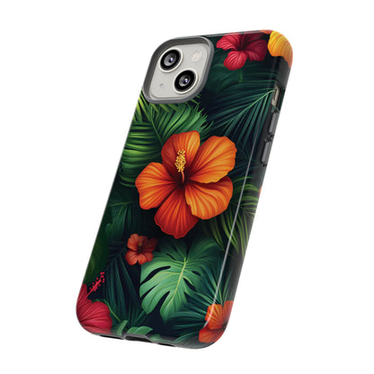 Tropical Flowers and Palm Leaves