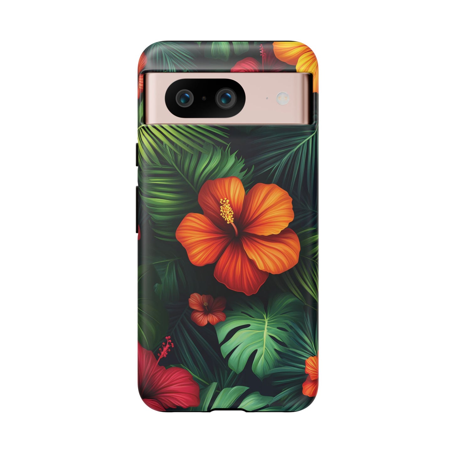 Tropical Flowers and Palm Leaves