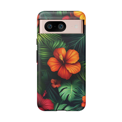 Tropical Flowers and Palm Leaves