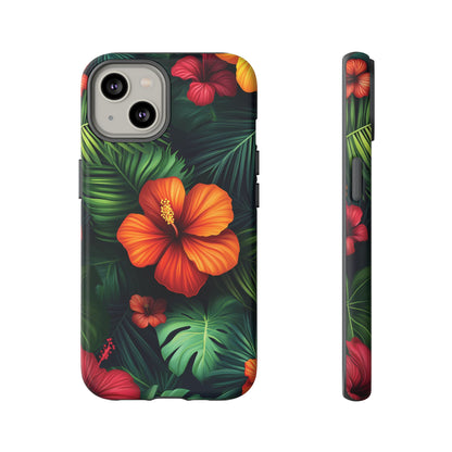 Tropical Flowers and Palm Leaves