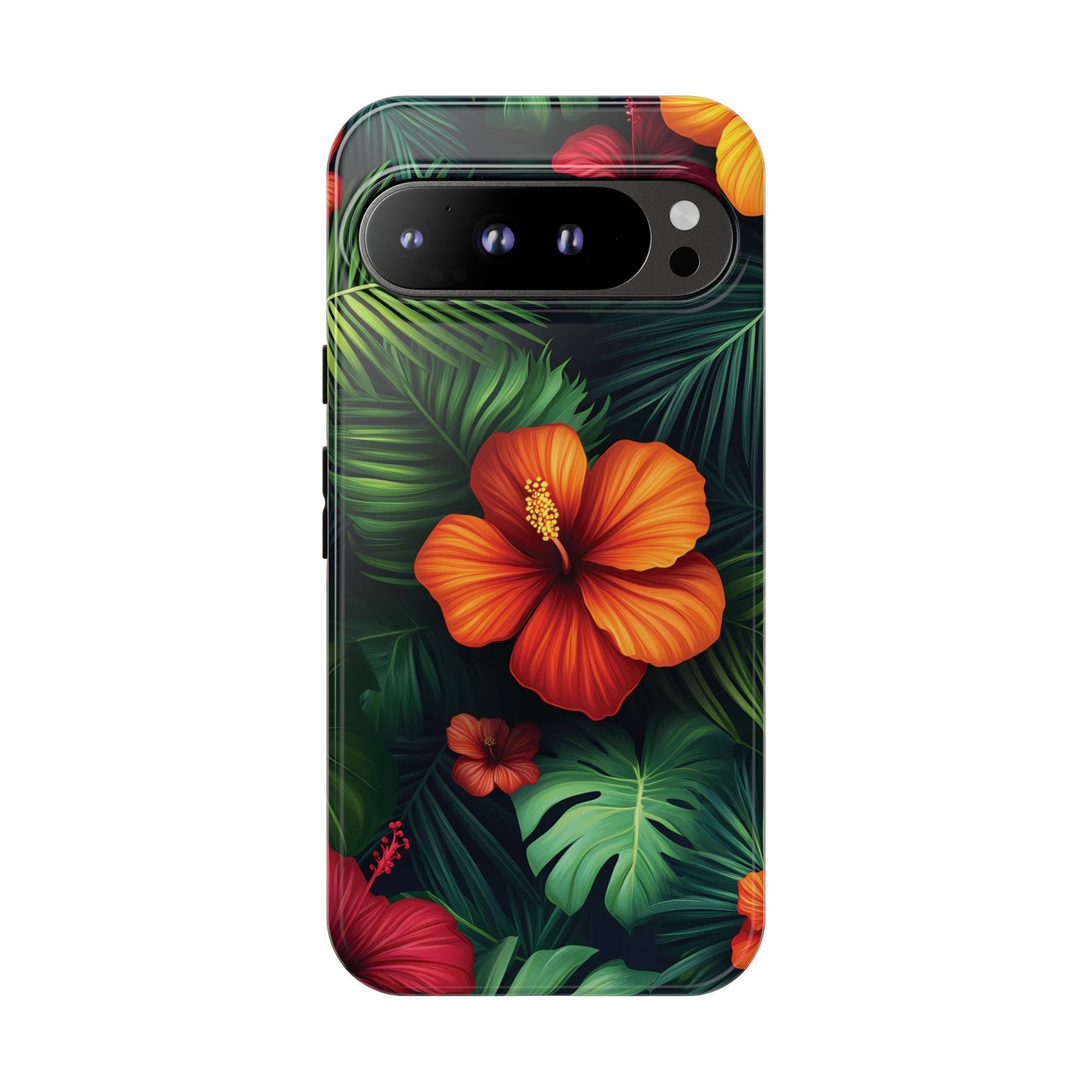 Tropical Flowers and Palm Leaves