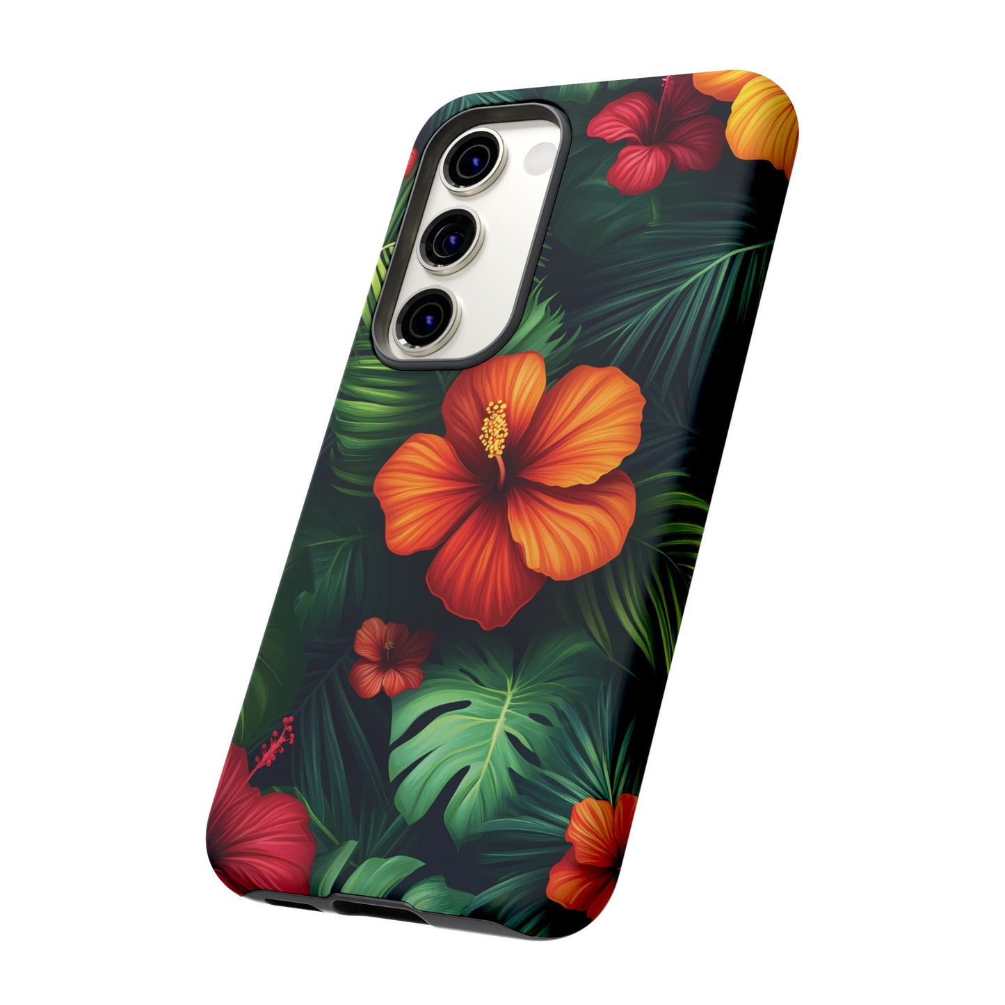 Tropical Flowers and Palm Leaves