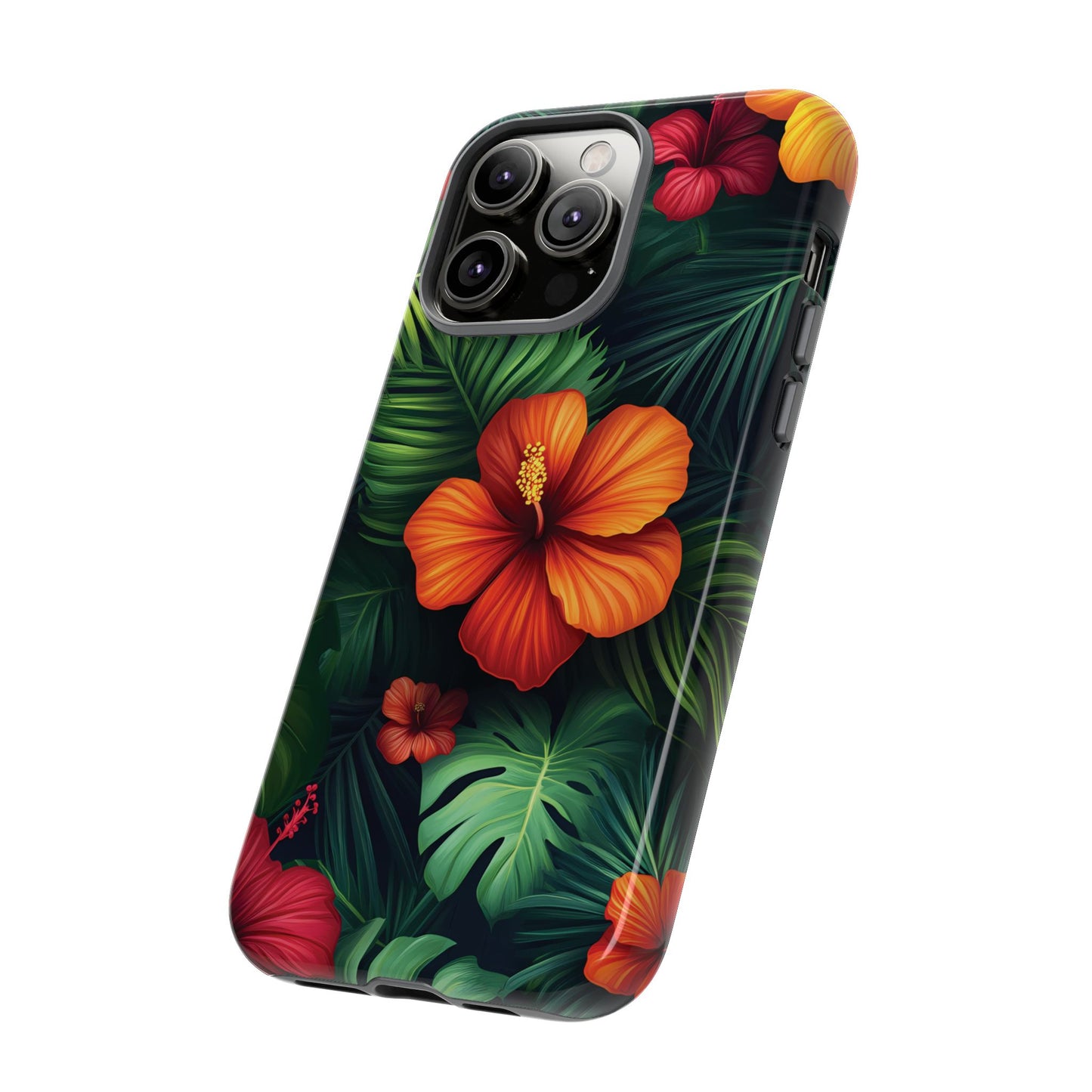 Tropical Flowers and Palm Leaves
