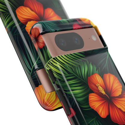 Tropical Flowers and Palm Leaves