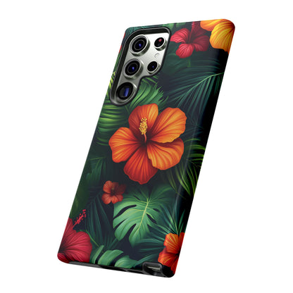 Tropical Flowers and Palm Leaves