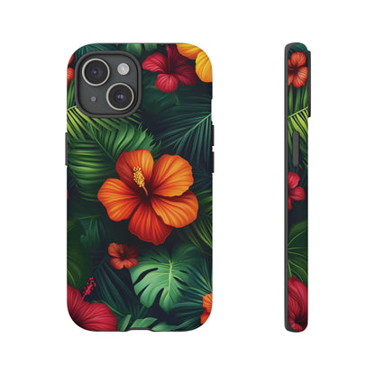 Tropical Flowers and Palm Leaves