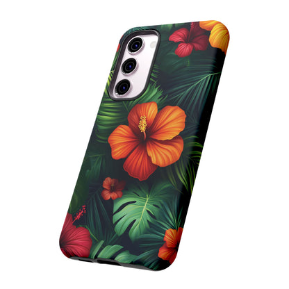 Tropical Flowers and Palm Leaves