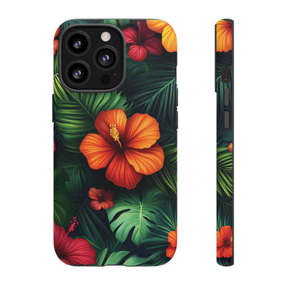 Tropical Flowers and Palm Leaves