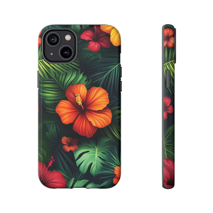Tropical Flowers and Palm Leaves