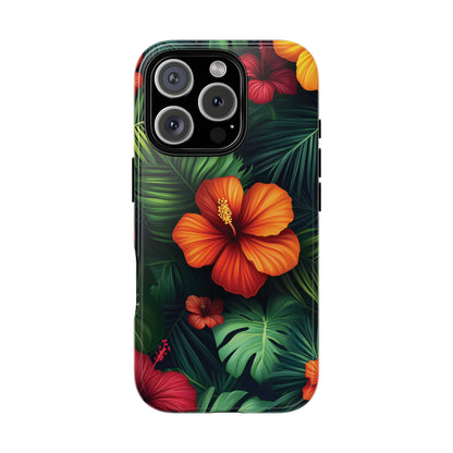 Tropical Flowers and Palm Leaves