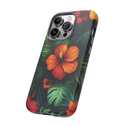 Tropical Flowers and Palm Leaves