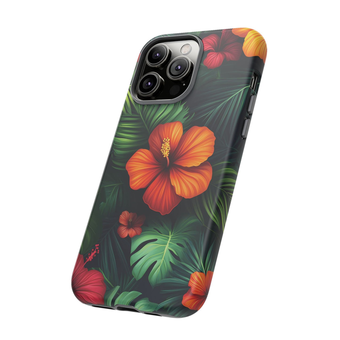 Tropical Flowers and Palm Leaves