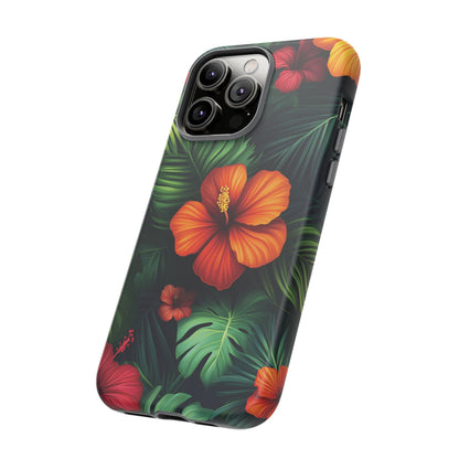 Tropical Flowers and Palm Leaves