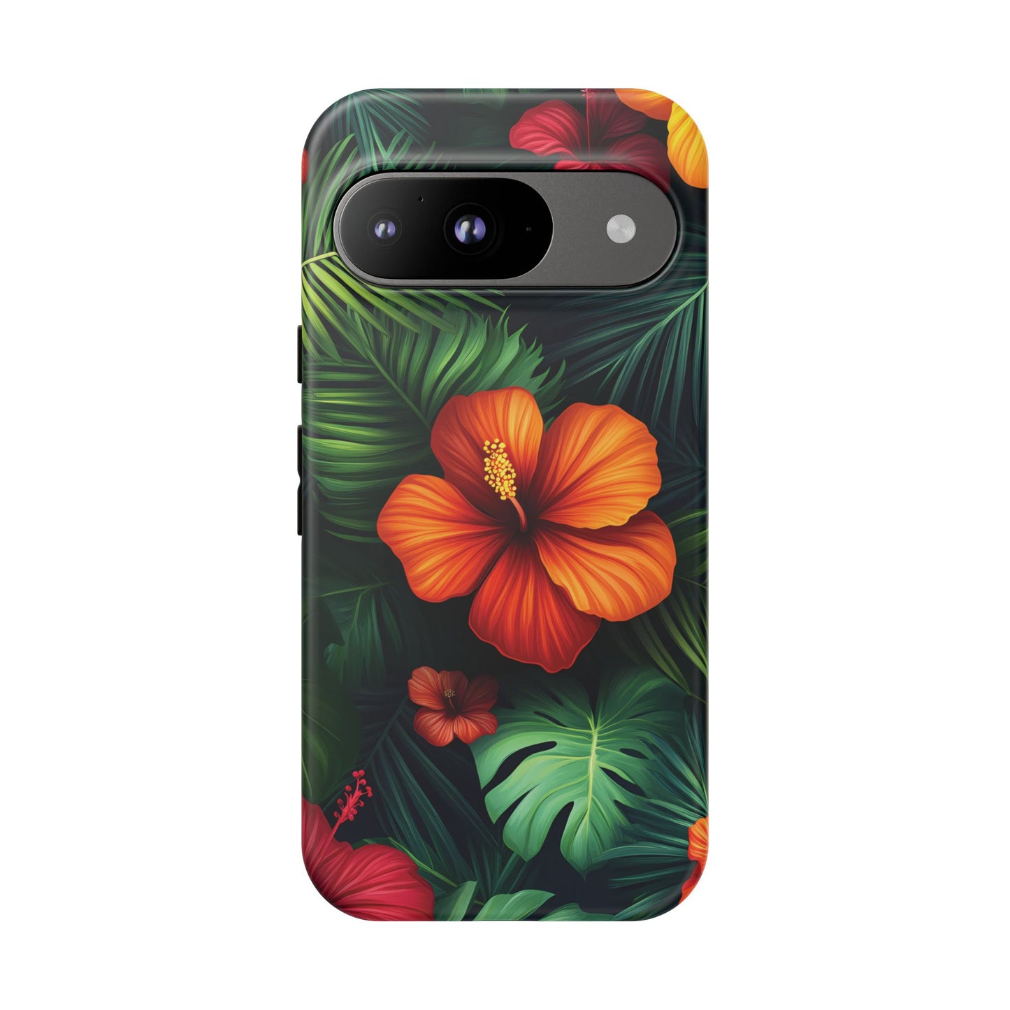 Tropical Flowers and Palm Leaves