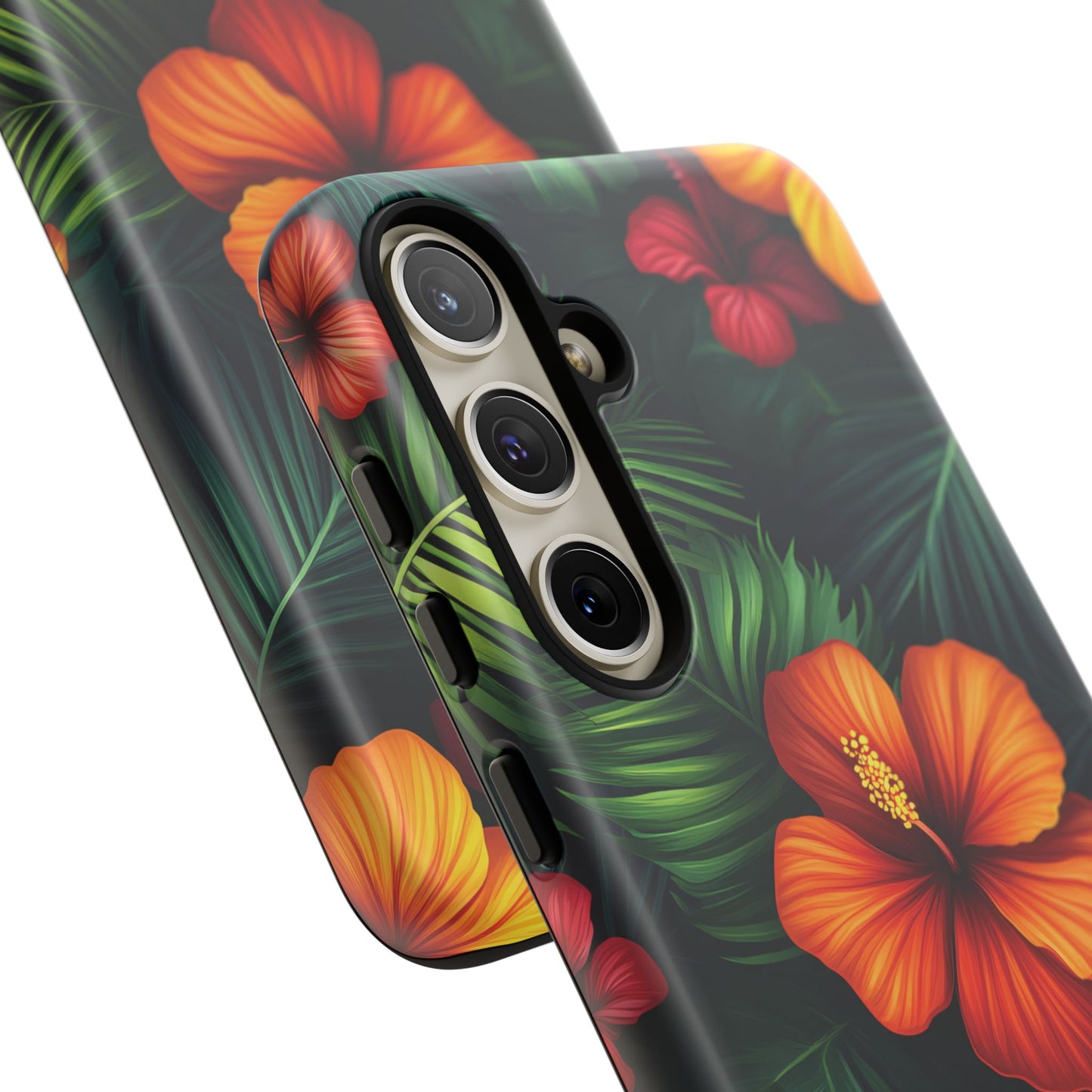 Tropical Flowers and Palm Leaves