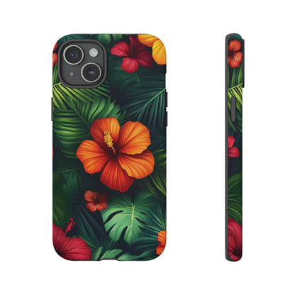 Tropical Flowers and Palm Leaves