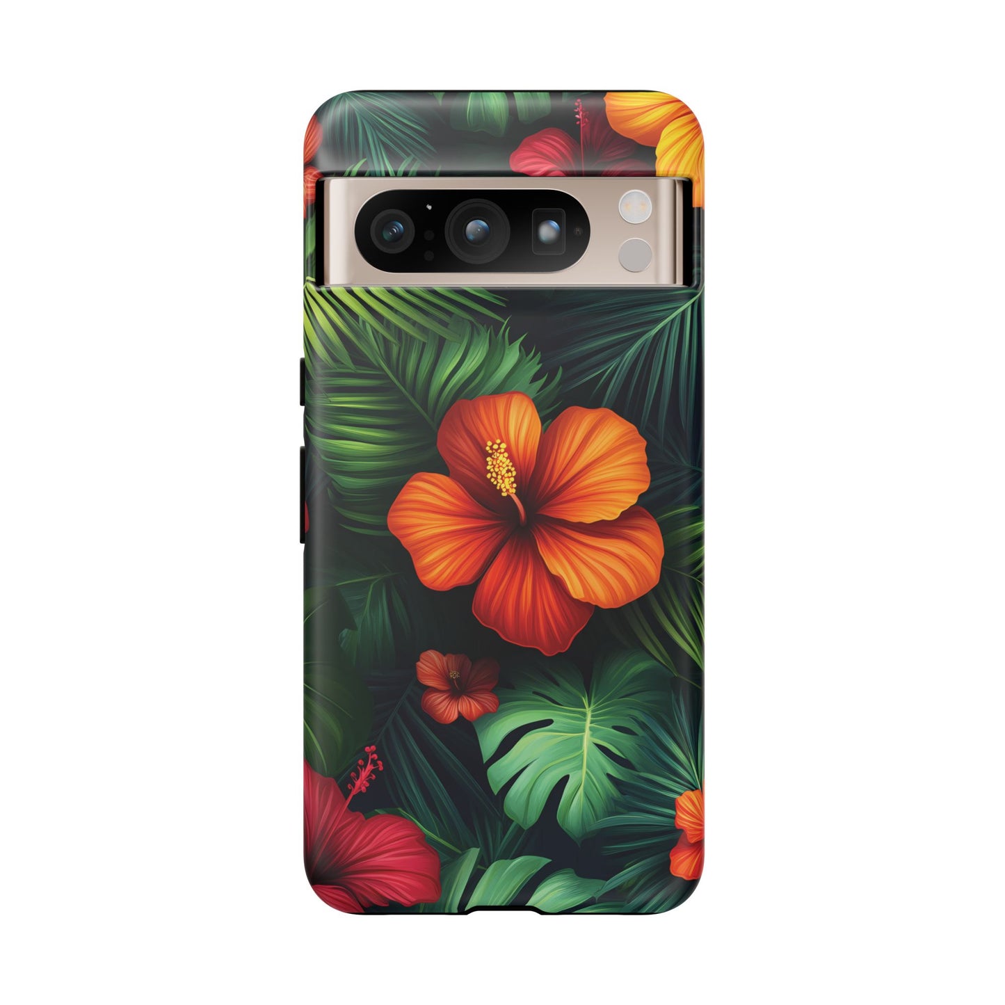 Tropical Flowers and Palm Leaves