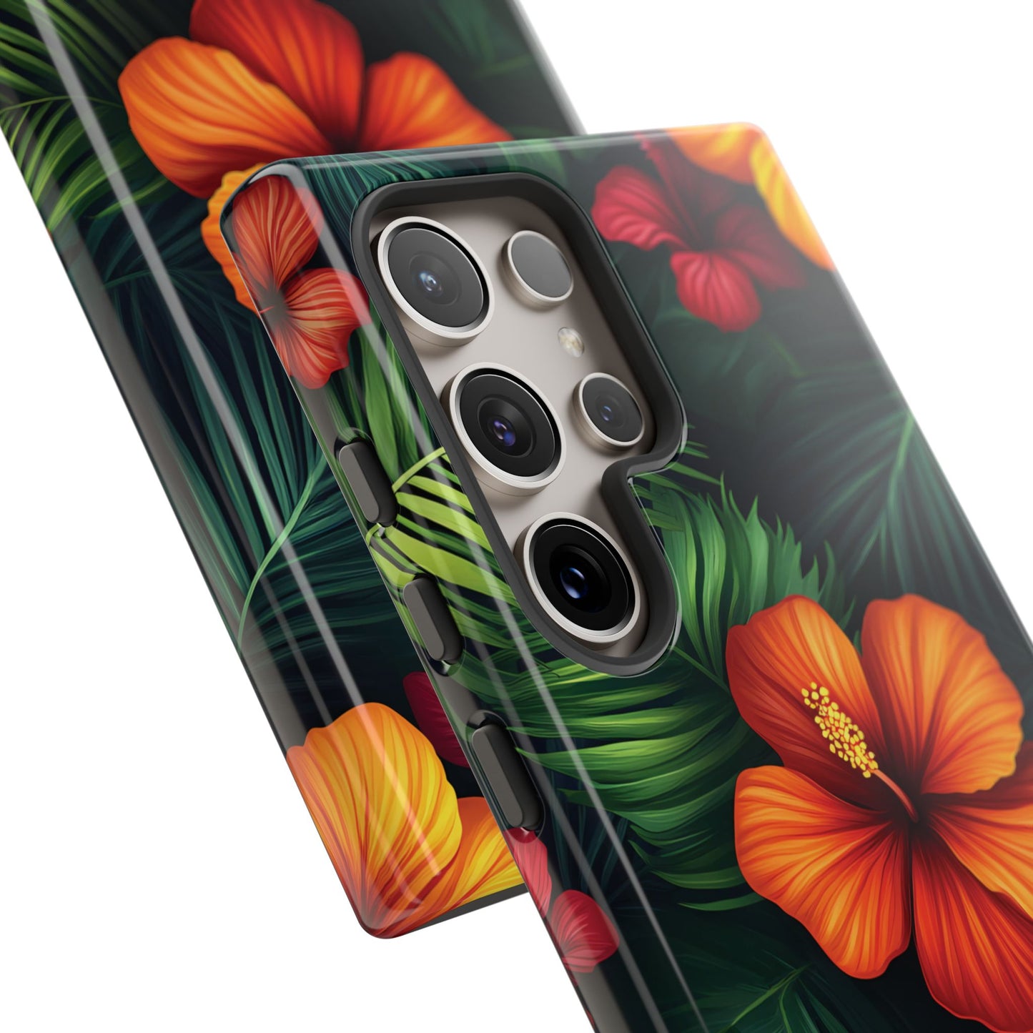 Tropical Flowers and Palm Leaves