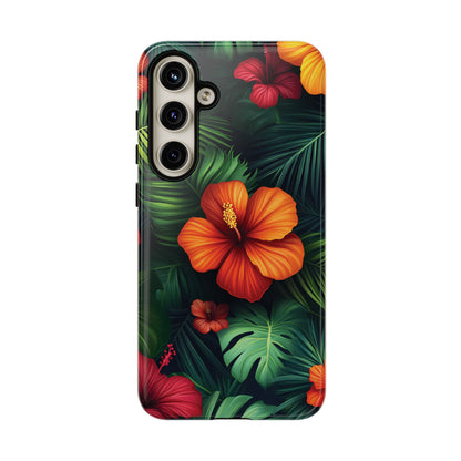 Tropical Flowers and Palm Leaves