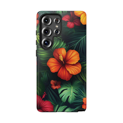 Tropical Flowers and Palm Leaves