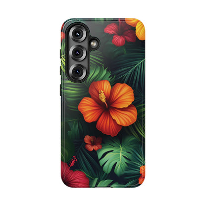 Tropical Flowers and Palm Leaves
