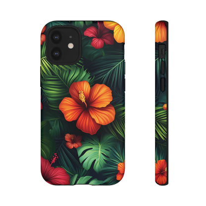 Tropical Flowers and Palm Leaves