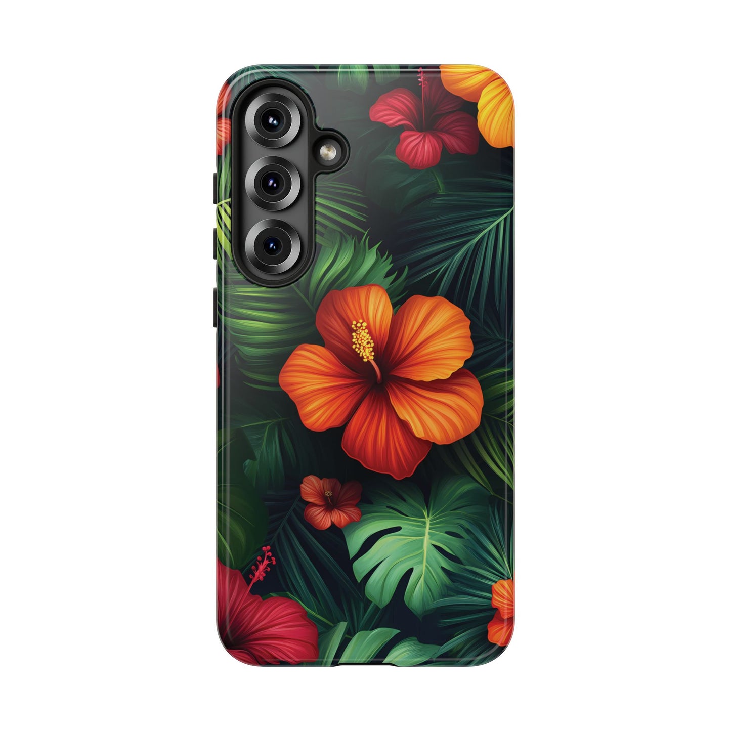 Tropical Flowers and Palm Leaves