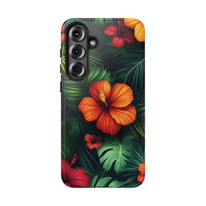 Tropical Flowers and Palm Leaves