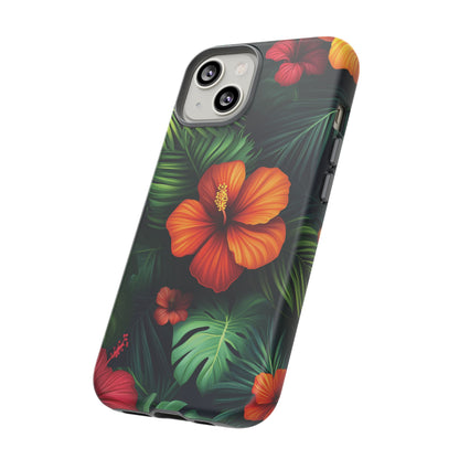 Tropical Flowers and Palm Leaves