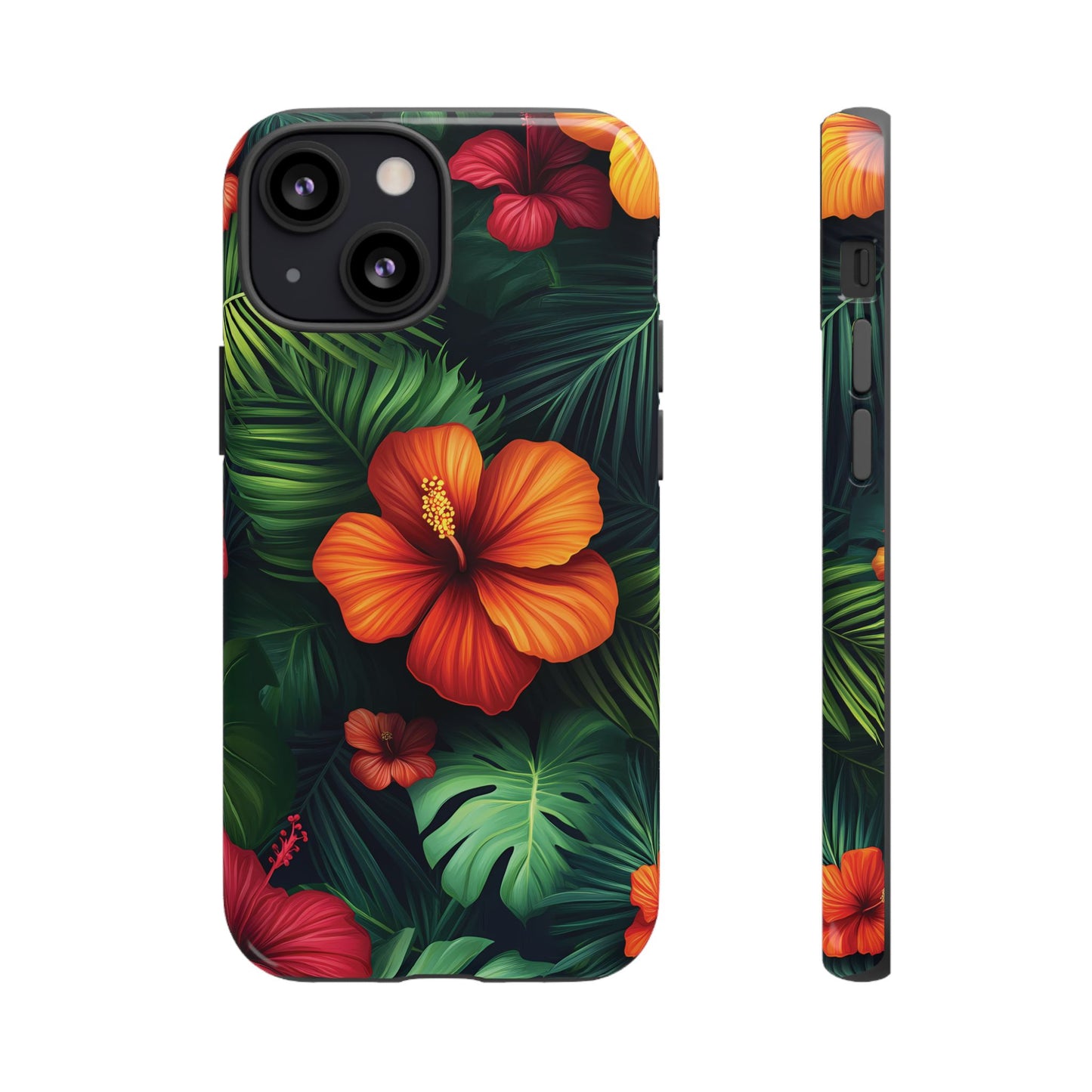 Tropical Flowers and Palm Leaves