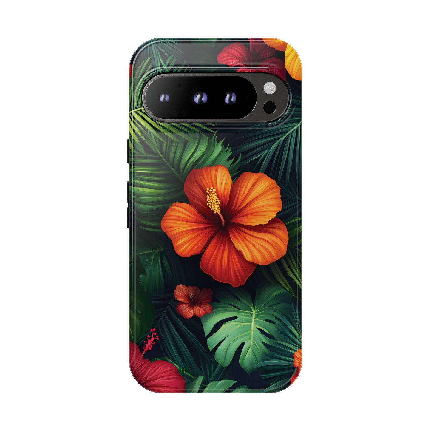 Tropical Flowers and Palm Leaves
