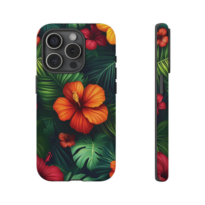Tropical Flowers and Palm Leaves