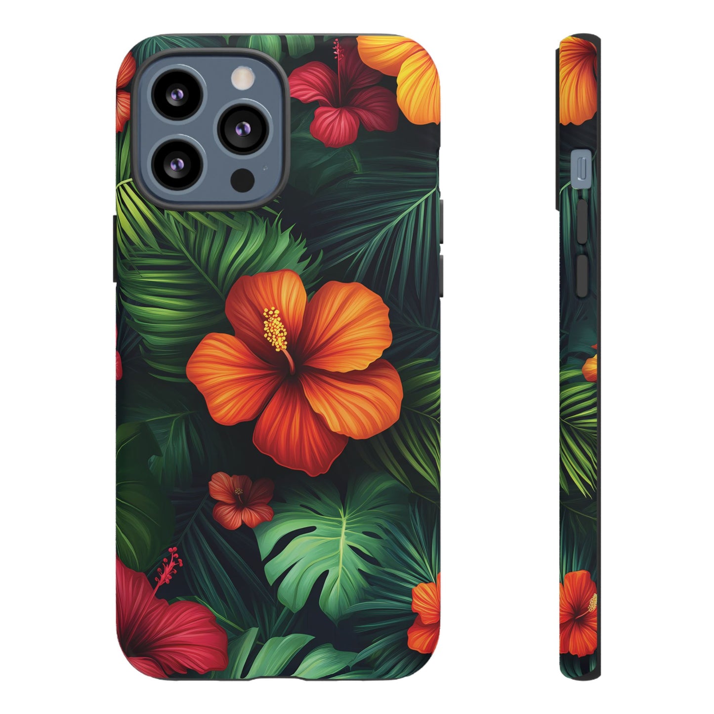 Tropical Flowers and Palm Leaves
