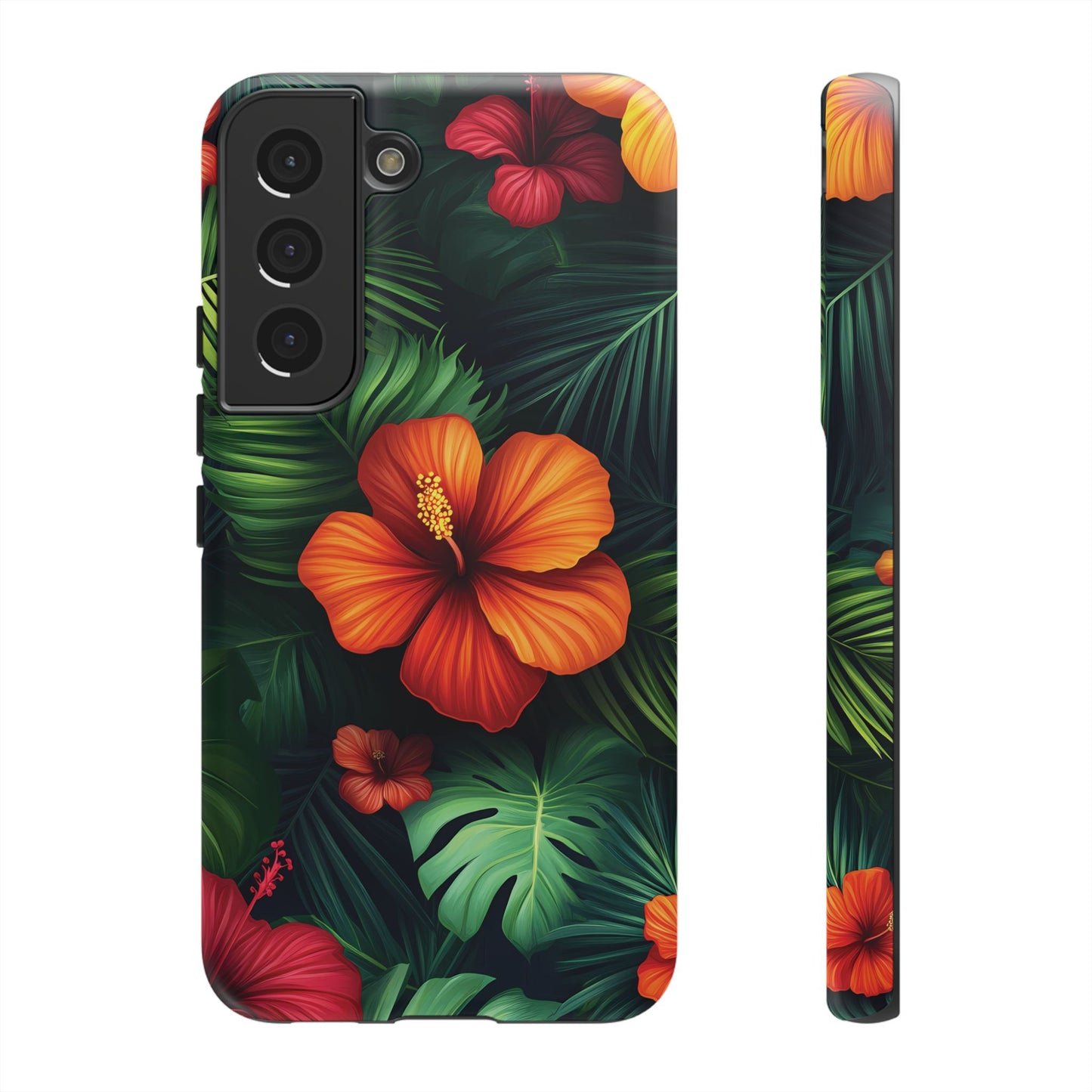 Tropical Flowers and Palm Leaves