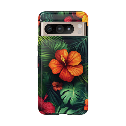 Tropical Flowers and Palm Leaves