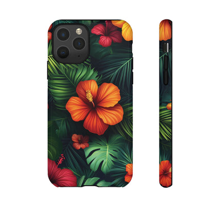 Tropical Flowers and Palm Leaves