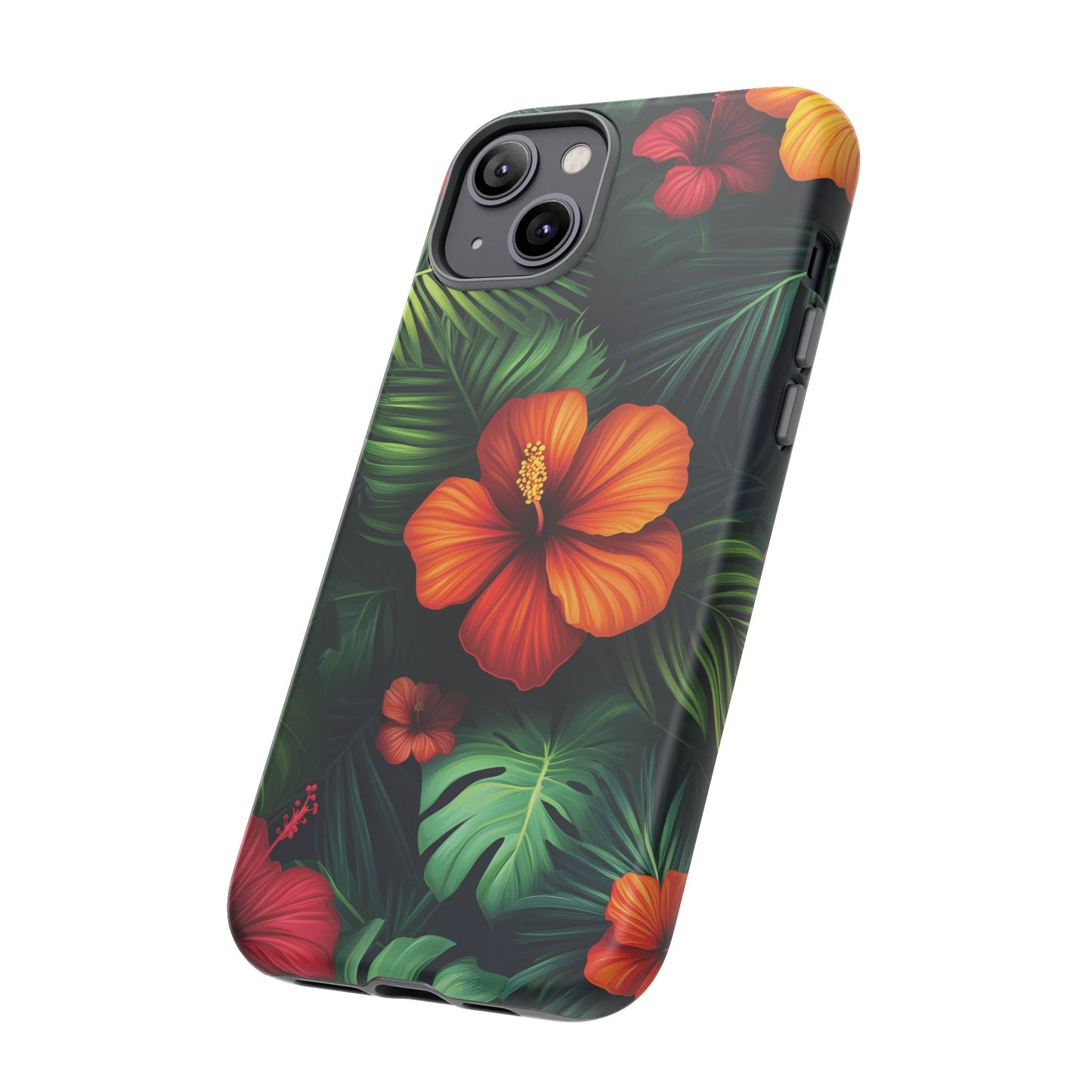 Tropical Flowers and Palm Leaves