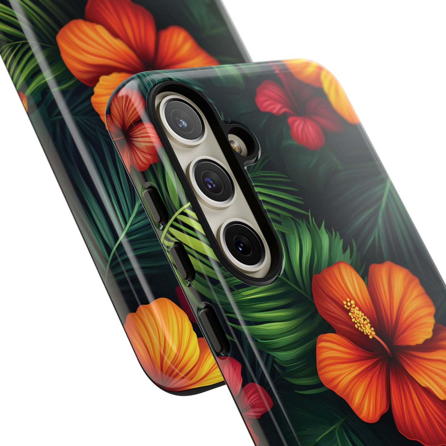 Tropical Flowers and Palm Leaves