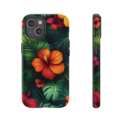 Tropical Flowers and Palm Leaves