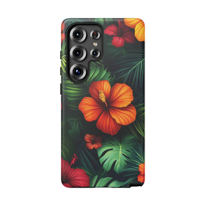 Tropical Flowers and Palm Leaves