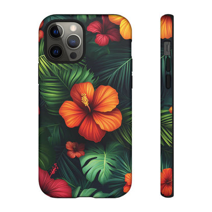 Tropical Flowers and Palm Leaves