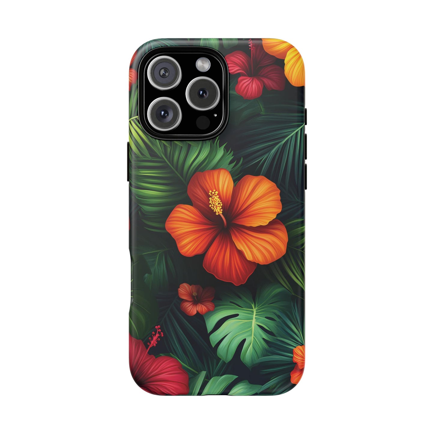 Tropical Flowers and Palm Leaves