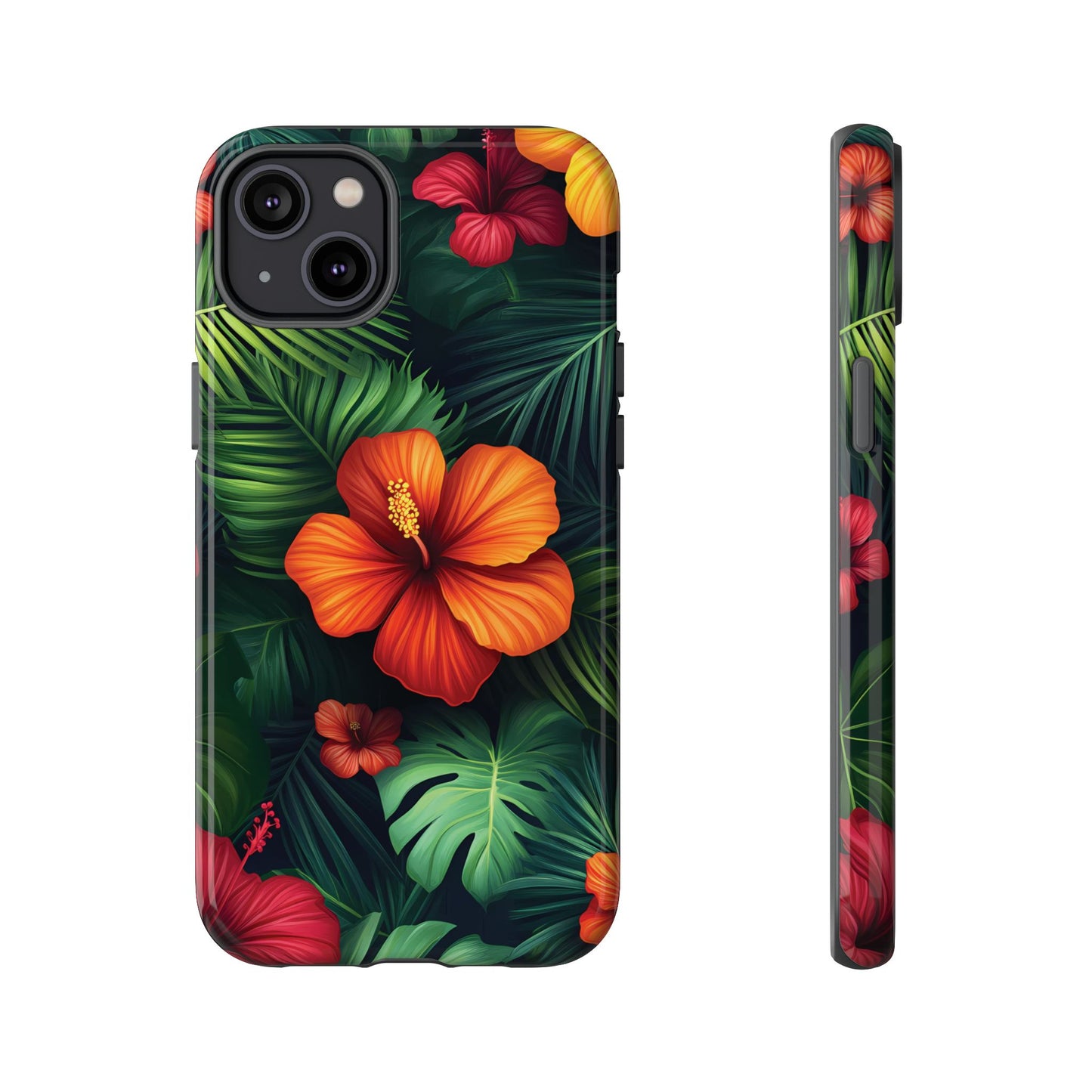 Tropical Flowers and Palm Leaves