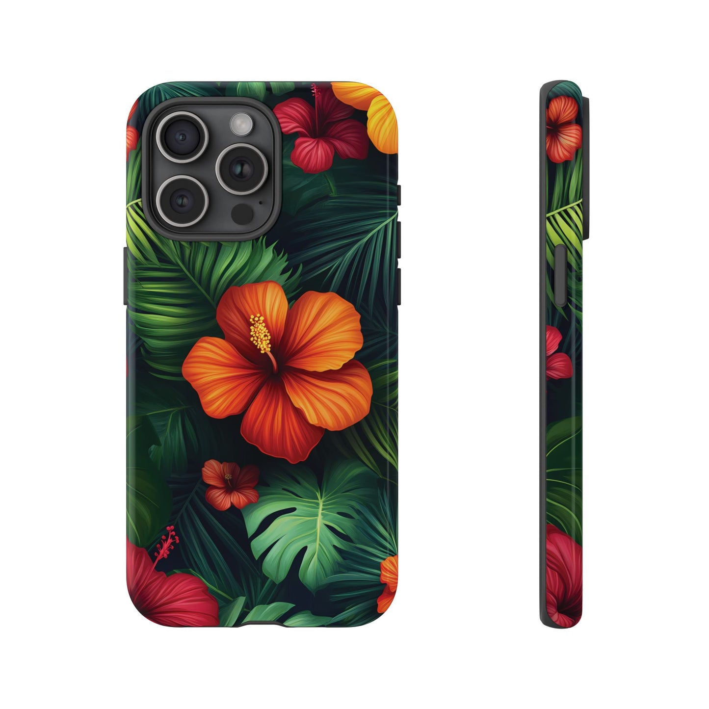 Tropical Flowers and Palm Leaves