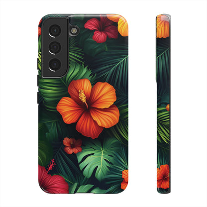 Tropical Flowers and Palm Leaves
