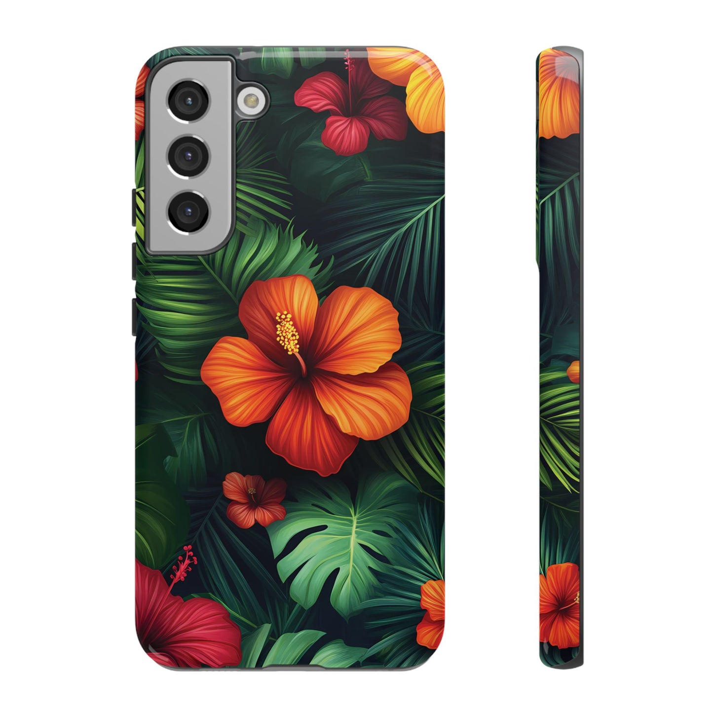 Tropical Flowers and Palm Leaves