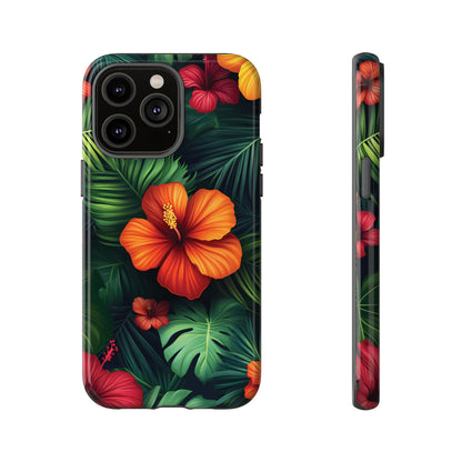 Tropical Flowers and Palm Leaves