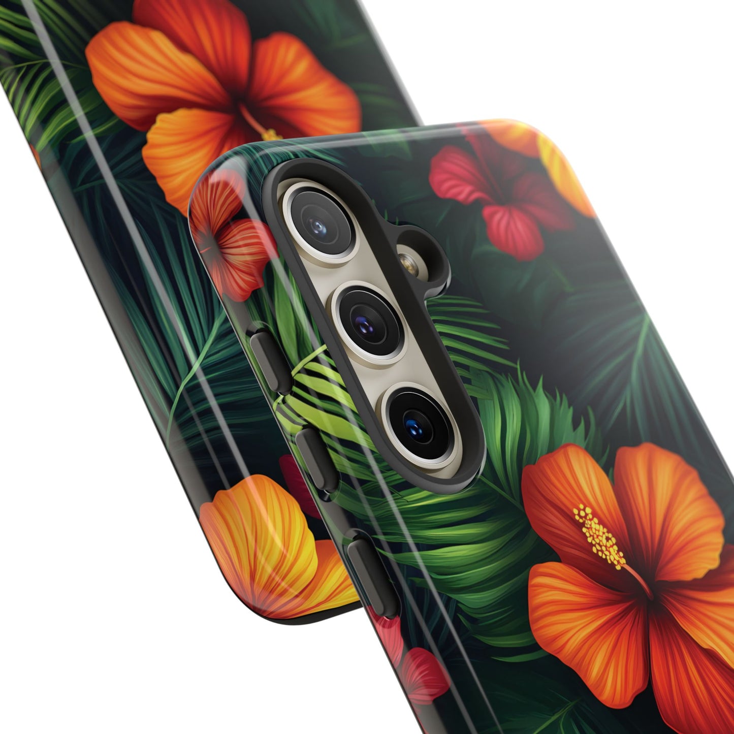 Tropical Flowers and Palm Leaves