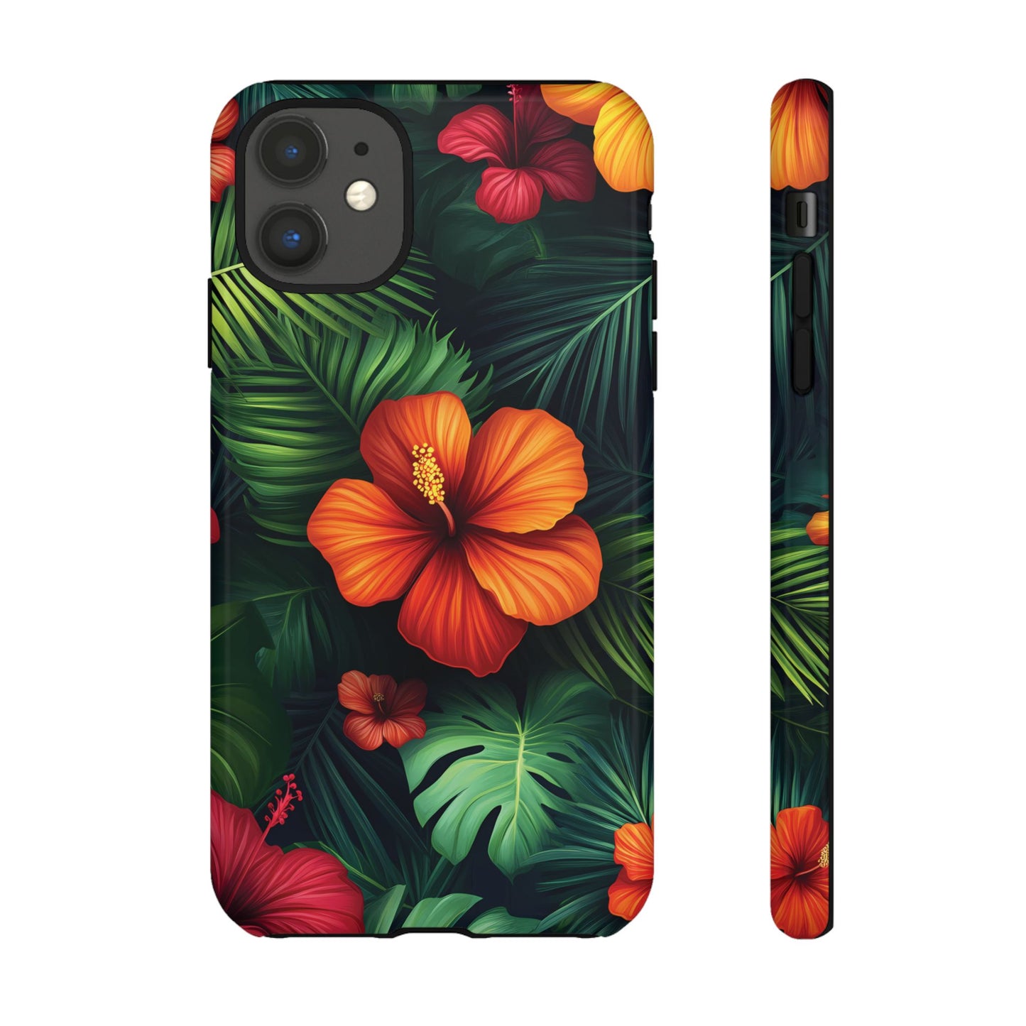 Tropical Flowers and Palm Leaves